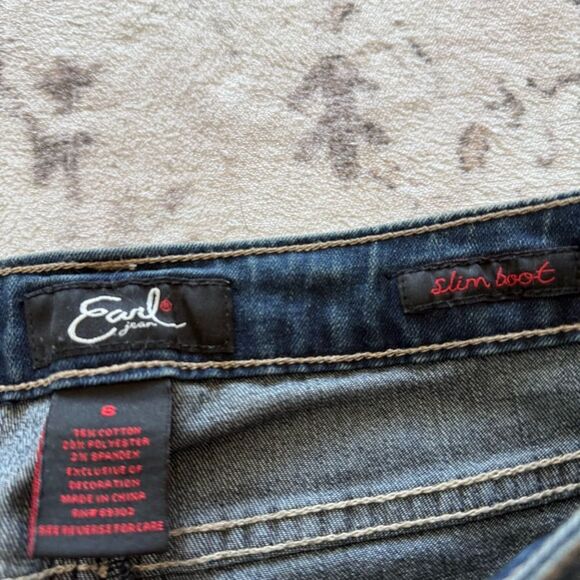 y2k grunge contrast stitch embroidered mid rise jeans - Picture 4 of 5